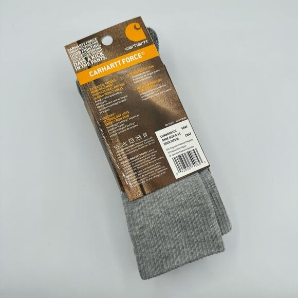 Carhartt Force Steel Toe Grey Cushioned 2 Pairs Crew Socks Women’s Medium - Picture 4 of 5